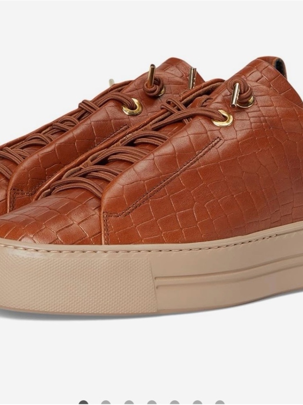 Paul Green Zena Cognac Croc-Embossed Platform Sneakers